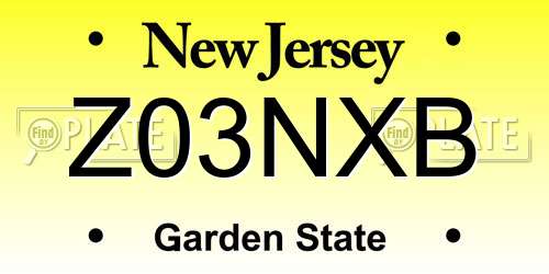 Z03NXB New Jersey License Plate