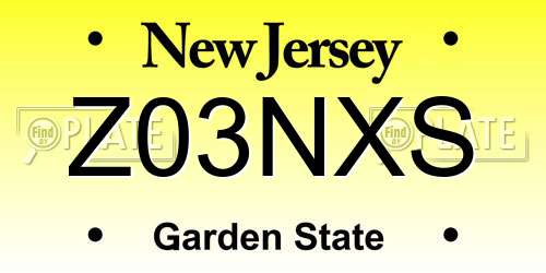 Z03NXS New Jersey License Plate