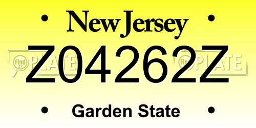 Z04262Z New Jersey License Plate