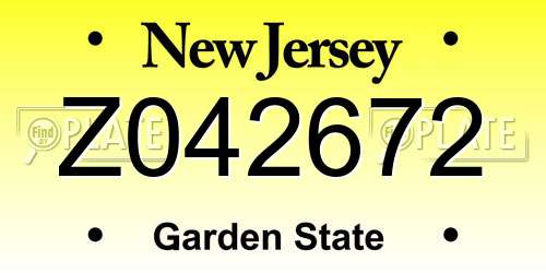 Z042672 New Jersey License Plate