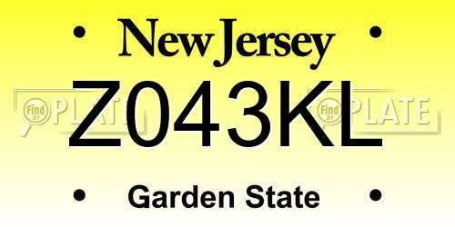 Z043KL New Jersey License Plate
