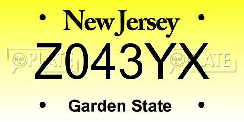 Z043YX New Jersey License Plate