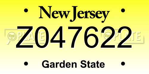 Z047622 New Jersey License Plate