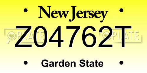 Z04762T New Jersey License Plate