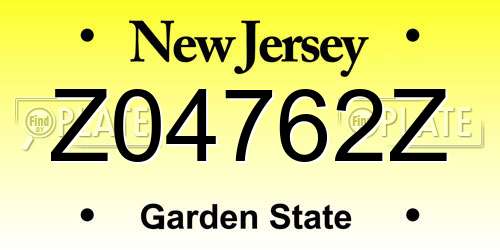 Z04762Z New Jersey License Plate