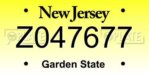 Z047677 New Jersey License Plate