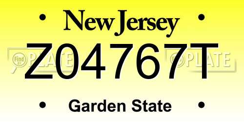 Z04767T New Jersey License Plate