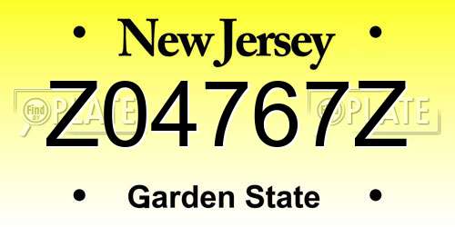 Z04767Z New Jersey License Plate