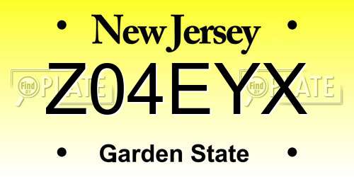 Z04EYX New Jersey License Plate