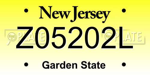 Z05202L New Jersey License Plate