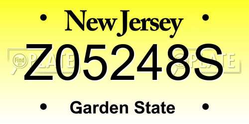 Z05248S New Jersey License Plate
