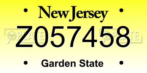 Z057458 New Jersey License Plate