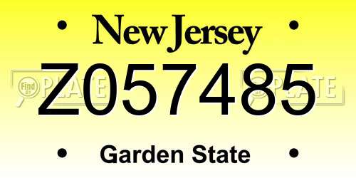 Z057485 New Jersey License Plate