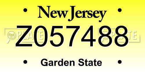 Z057488 New Jersey License Plate
