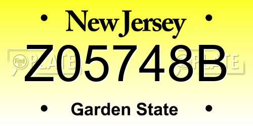 Z05748B New Jersey License Plate