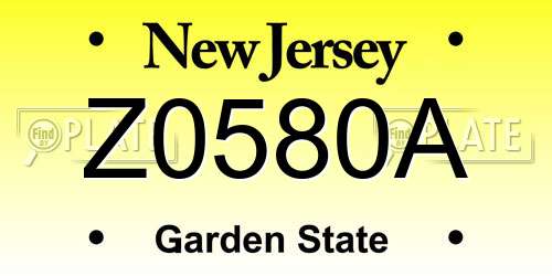 Z0580A New Jersey License Plate