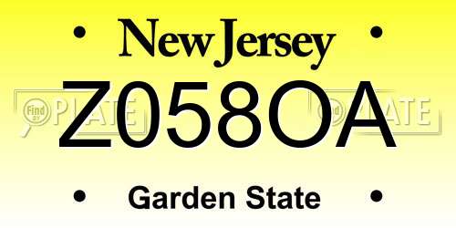 Z058OA New Jersey License Plate