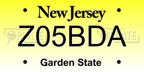 Z05BDA New Jersey License Plate