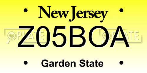 Z05BOA New Jersey License Plate