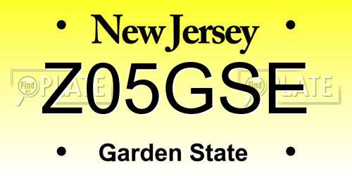 Z05GSE New Jersey License Plate
