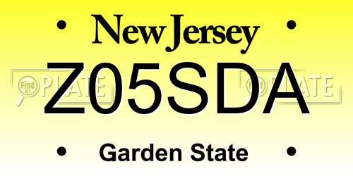 Z05SDA New Jersey License Plate