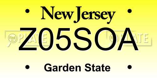 Z05SOA New Jersey License Plate