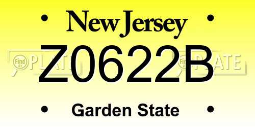 Z0622B New Jersey License Plate
