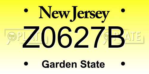 Z0627B New Jersey License Plate