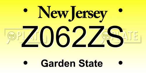 Z062ZS New Jersey License Plate
