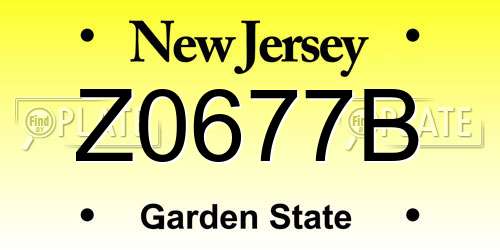 Z0677B New Jersey License Plate