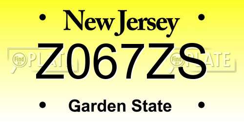 Z067ZS New Jersey License Plate