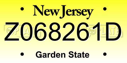 Z068261D New Jersey License Plate