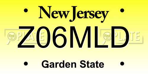 Z06MLD New Jersey License Plate