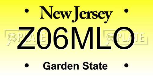 Z06MLO New Jersey License Plate