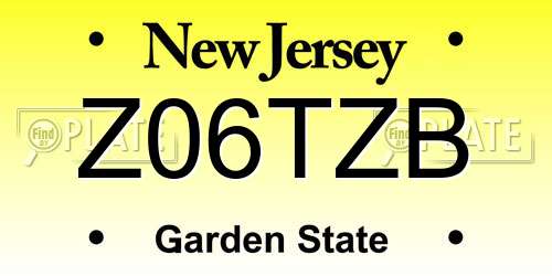 Z06TZB New Jersey License Plate