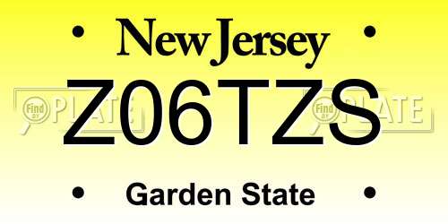 Z06TZS New Jersey License Plate