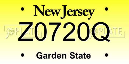 Z0720Q New Jersey License Plate
