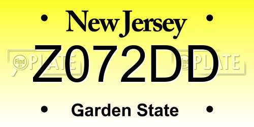 Z072DD New Jersey License Plate