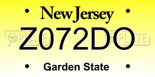 Z072DO New Jersey License Plate