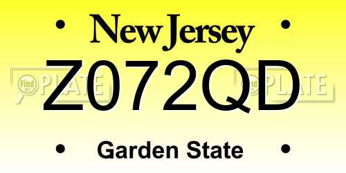 Z072QD New Jersey License Plate