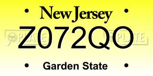 Z072QO New Jersey License Plate