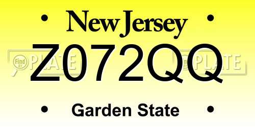 Z072QQ New Jersey License Plate