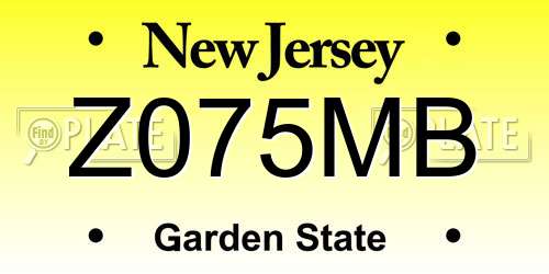 Z075MB New Jersey License Plate