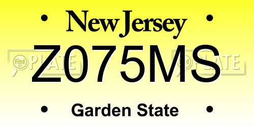 Z075MS New Jersey License Plate