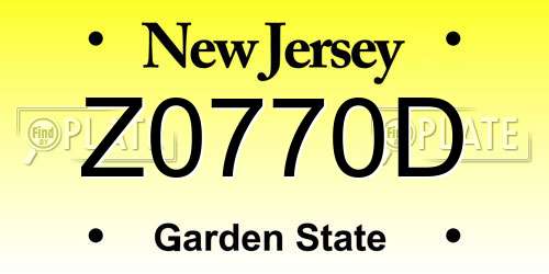 Z0770D New Jersey License Plate