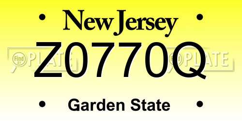 Z0770Q New Jersey License Plate