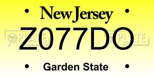 Z077DO New Jersey License Plate