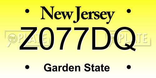 Z077DQ New Jersey License Plate