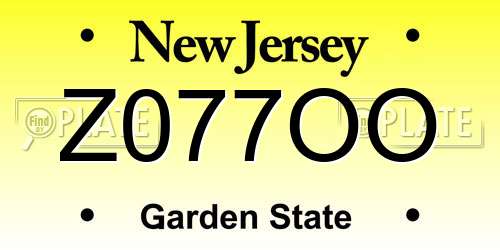 Z077OO New Jersey License Plate