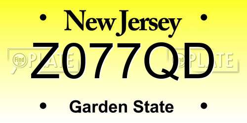 Z077QD New Jersey License Plate